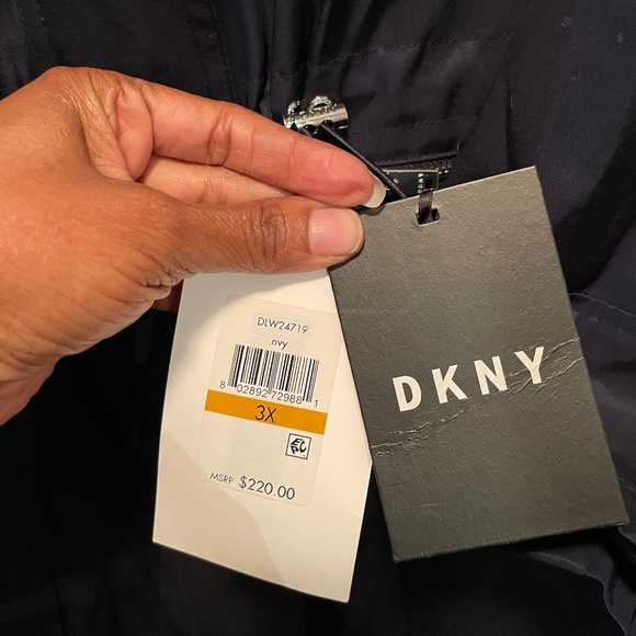 SOLD⭐️DKNY Navy Water Repellent Trench Coat (Plus Size 3X) NWT - Picture 8 of 8